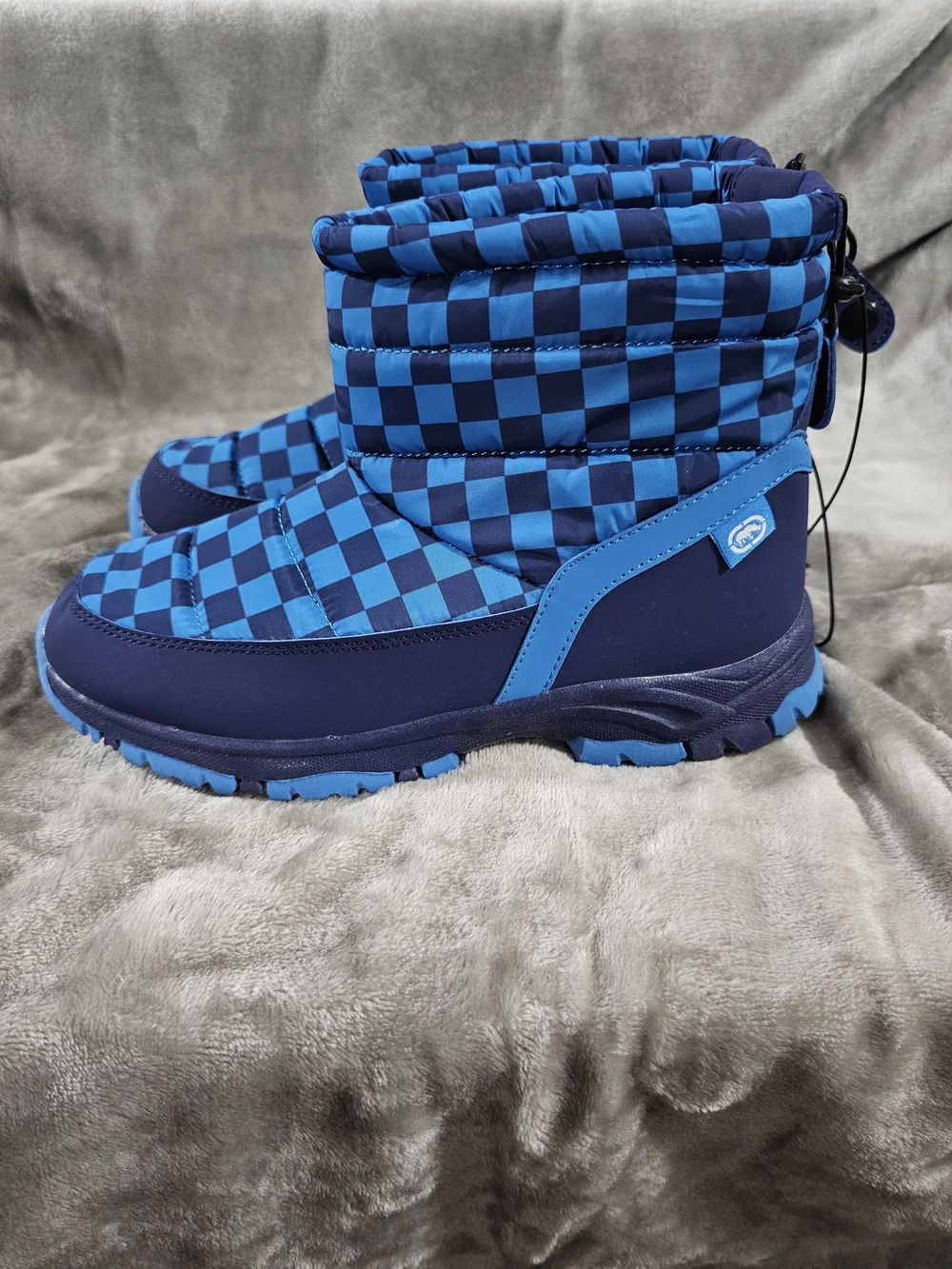 Ecko Unlimited Kids Blue Checkerboard Snow Boots